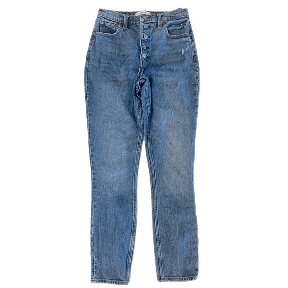 Abercrombie & Fitch The Skinny High Rise Jeans Button Fly in Medium Wash 27/4 - Picture 3 of 7